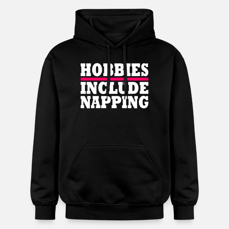 Hobbies include napping - Gildan Unisex Softstyle® Midweight Hoodie - Schwarz