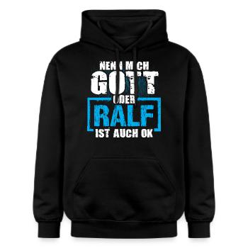 RALF - ok - Gildan Unisex Softstyle® Midweight Hoodie - Schwarz - Vorne - Marisol (170cm) & Nik (191cm)