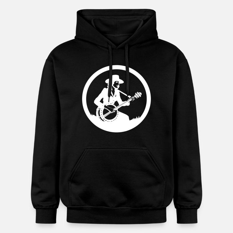 Dessin d’un joueur de banjo - Sweat à capuche Softstyle® Gildan Unisexe - noir