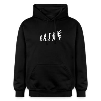 Evolution Klettern - Kletterer - Geschenk Climbing - Gildan Unisex Softstyle® Midweight Hoodie - Schwarz - Vorne - Marisol (170cm) & Nik (191cm)