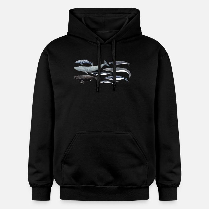 Baleines - Baleines - Baleines - mysticètes - Sweat à capuche Softstyle® Gildan Unisexe - noir