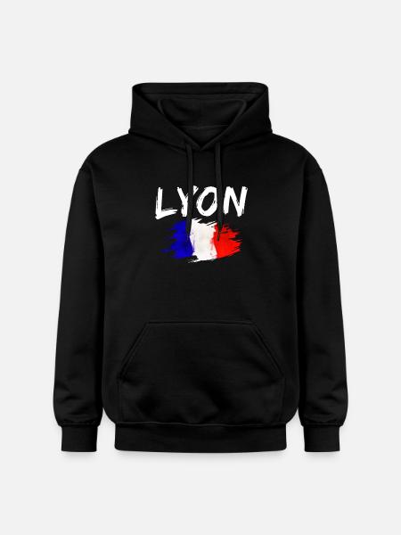 Lyon France Ville Drapeau Lyon - Sweat à capuche Softstyle® Gildan Unisexe - noir