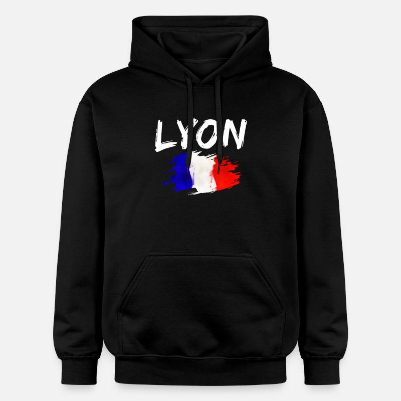 Lyon France Ville Drapeau Lyon - Sweat à capuche Softstyle® Gildan Unisexe - noir