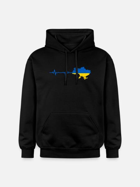 Heartbeat Ukraine Geschenk - Gildan Unisex Softstyle® Midweight Hoodie - Schwarz