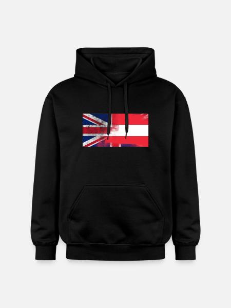 British Austrian Half Austria Half UK Flag - Gildan Unisex Softstyle® Midweight Hoodie - black