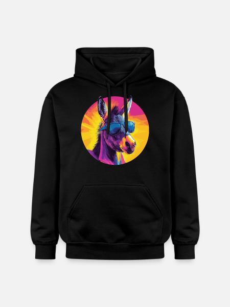 Cooler Esel mit Sonnenbrille - Gildan Unisex Softstyle® Midweight Hoodie - Schwarz