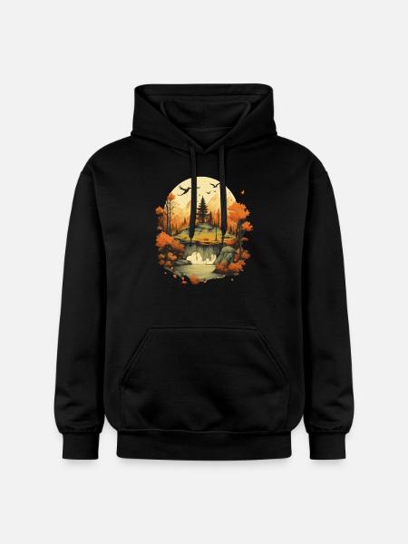 Autumnal landscape - Gildan Unisex Softstyle® Midweight Hoodie - black
