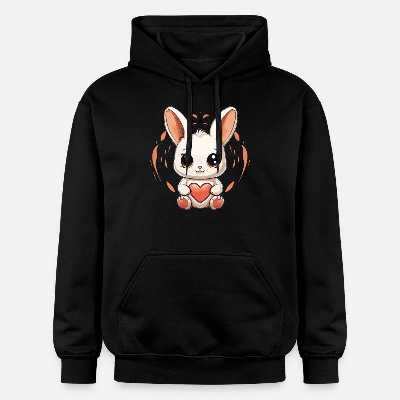 Lapin - Style Kawaii - Sweat à capuche Softstyle® Gildan Unisexe - noir