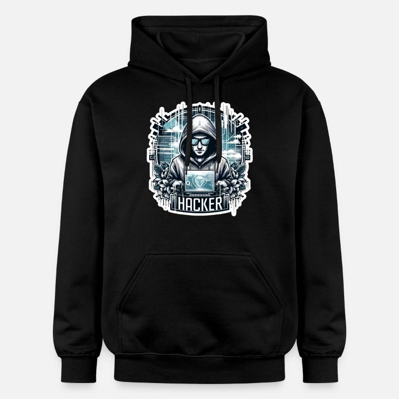 Hacker - Illustration - Sweat à capuche Softstyle® Gildan Unisexe - noir