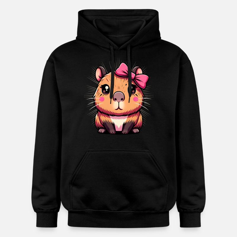 Mignon Capybara Nœud Rose Capybara - Sweat à capuche Softstyle® Gildan Unisexe - noir