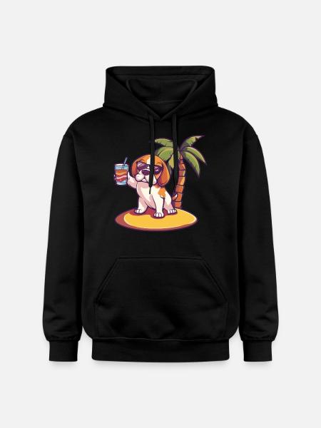 Beagle Dog Summer Vacation - Gildan Unisex Softstyle® Midweight Hoodie - black