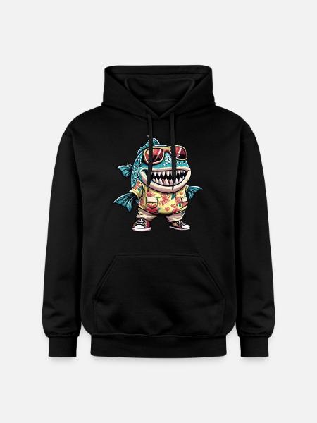Piranha Fisch Sommer - Gildan Unisex Softstyle® Midweight Hoodie - Schwarz