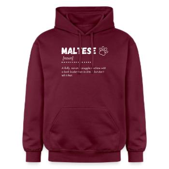 Maltais - une machine à câlins moelleuse et un aboyeur bruyant - Sweat à capuche Softstyle® Gildan Unisexe - maroon - Devant - Liana (172cm) & Jaron (178cm)