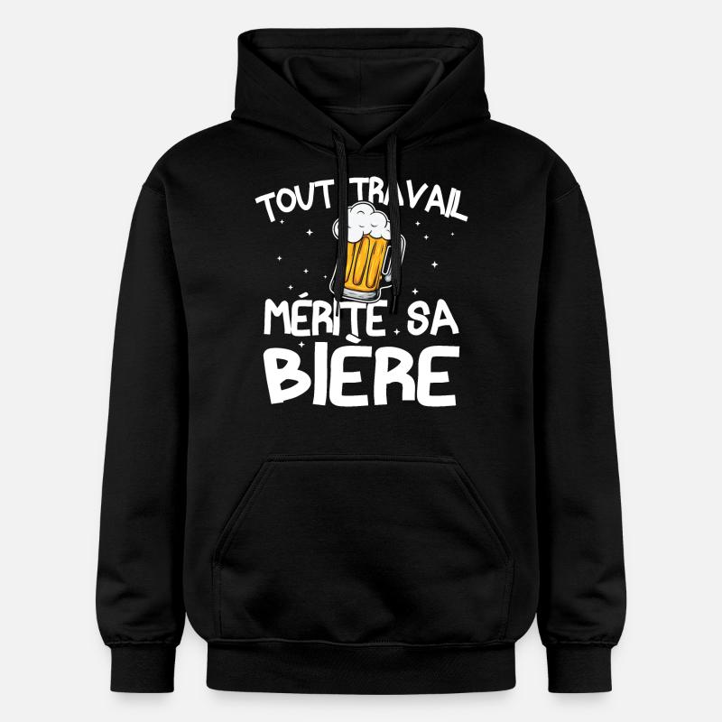 Tout travail mérite sa bière - Sweat à capuche Softstyle® Gildan Unisexe - noir