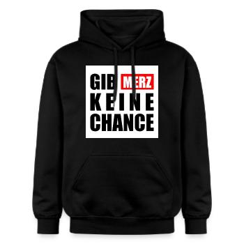 gib merz keine chance - Gildan Unisex Softstyle® Midweight Hoodie - Schwarz - Vorne - Marisol (170cm) & Nik (191cm)