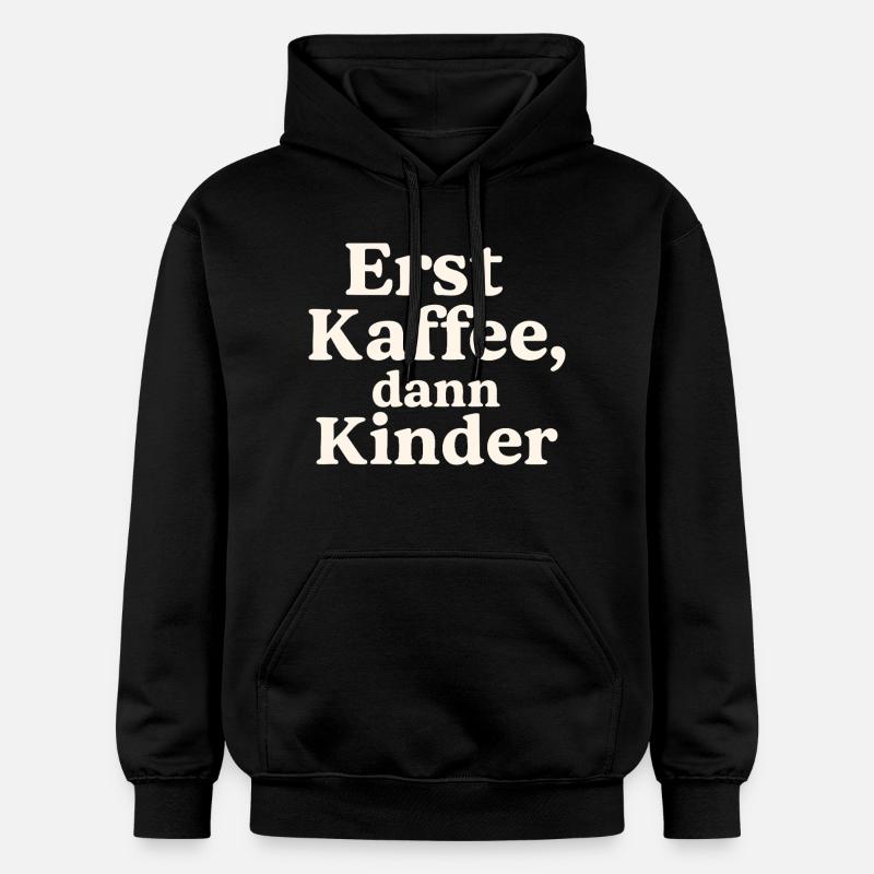 Erst Kaffee, Dann Kinder (hellbeige) - Gildan Unisex Softstyle® Midweight Hoodie - Schwarz