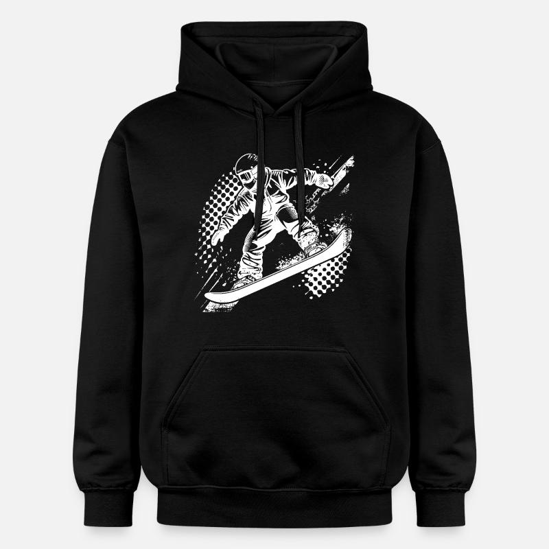 Dessin de snowboarder - Sweat à capuche Softstyle® Gildan Unisexe - noir