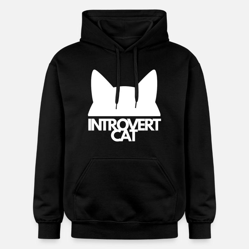 Chat Introvert Silhouette - Sweat à capuche Softstyle® Gildan Unisexe - noir