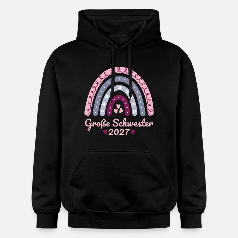 Große Schwester 2027 Boho Regenbogen pastell - Gildan Unisex Softstyle® Midweight Hoodie - Schwarz