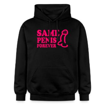 Same penis forever - Gildan Unisex Softstyle® Midweight Hoodie - Schwarz - Vorne - Marisol (170cm) & Nik (191cm)