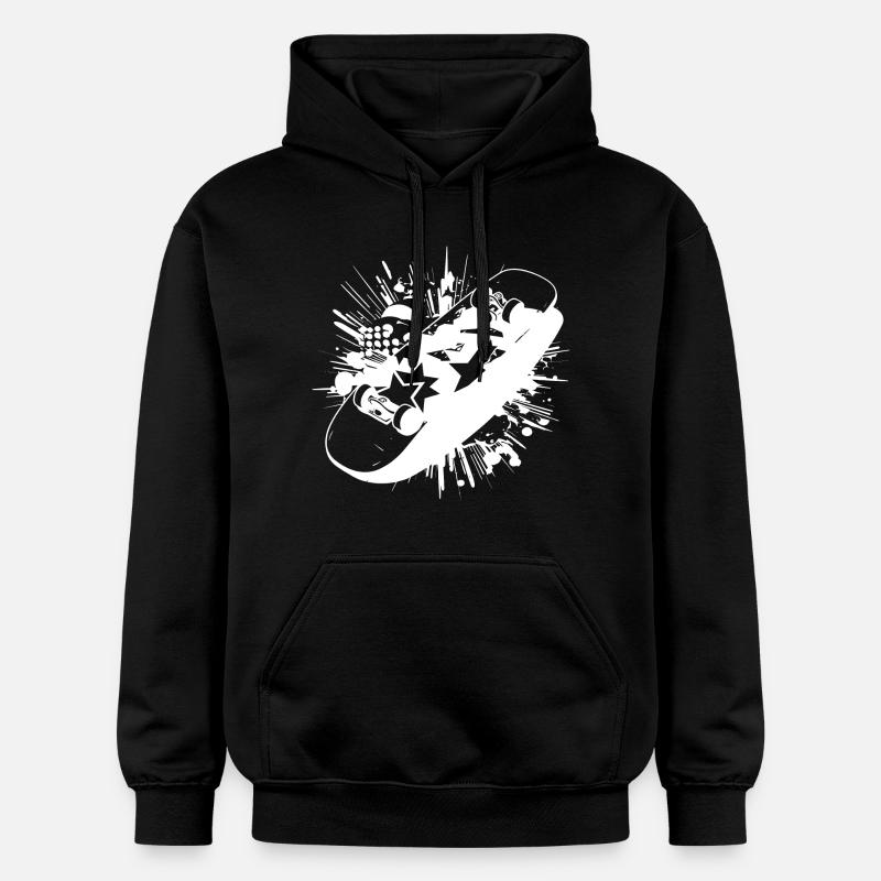 Blobs de peinture de skateboard - Sweat à capuche Softstyle® Gildan Unisexe - noir