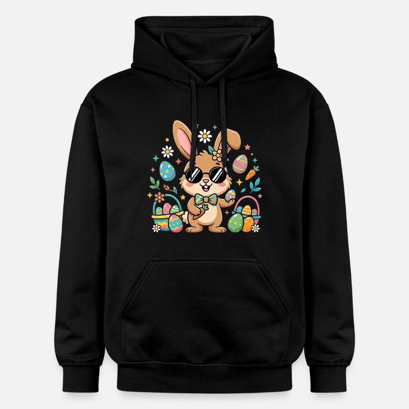 Joyeuses Pâques, Cool Bunny - Sweat à capuche Softstyle® Gildan Unisexe - noir