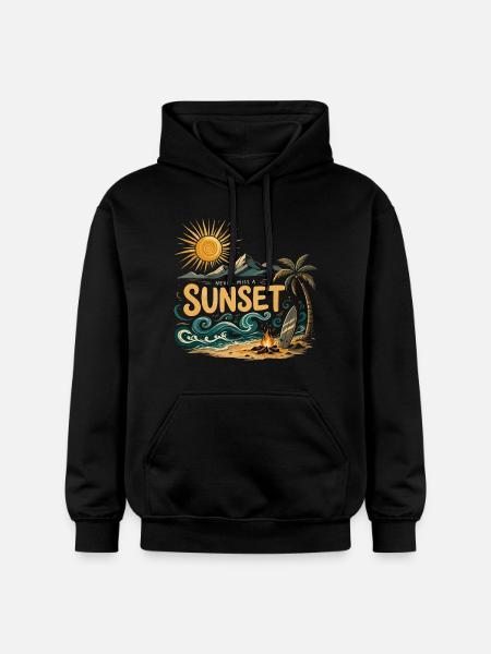 Sunset on the beach surf - Gildan Unisex Softstyle® Midweight Hoodie - black