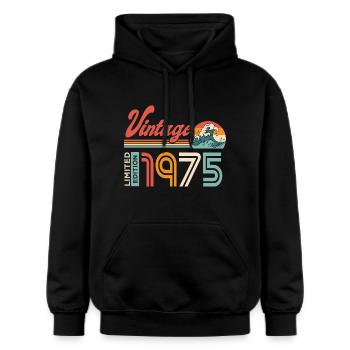 1975 Anniversaire Cadeau Né en 1975 - Sweat à capuche Softstyle® Gildan Unisexe - noir - Devant - Marisol (170cm) & Nik (191cm)