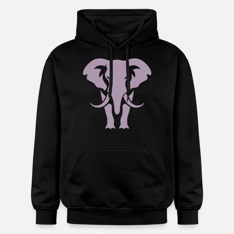 Silhouette d’éléphant Logo blanc - Sweat à capuche Softstyle® Gildan Unisexe - noir