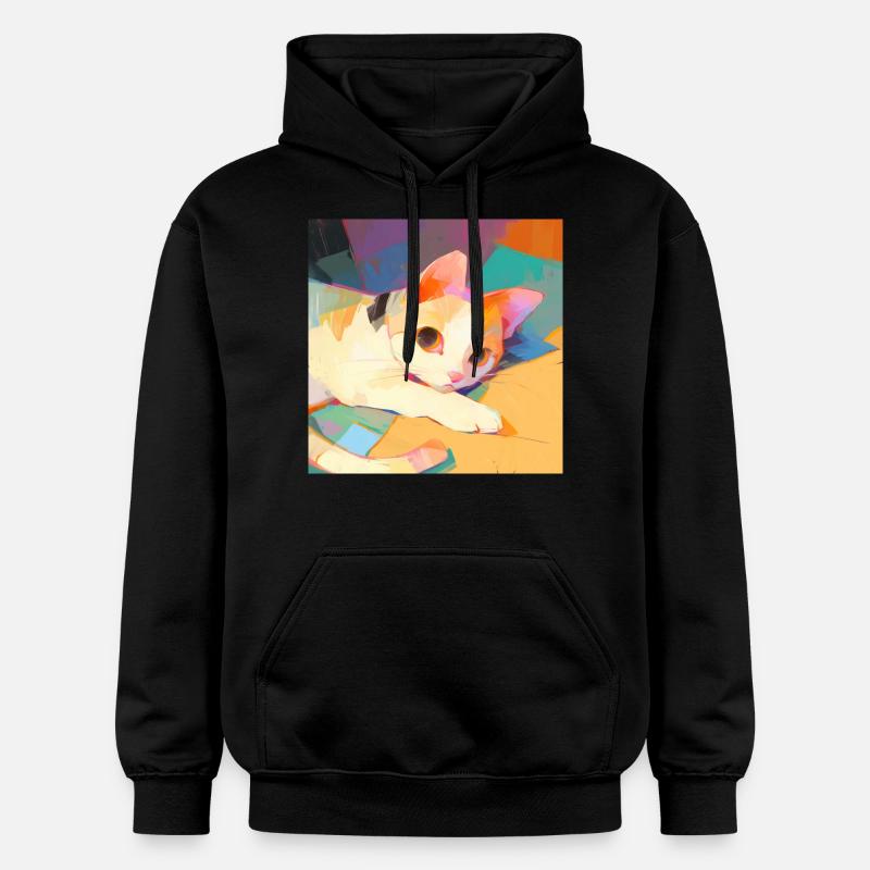 Chat, Motif De Chat - Sweat à capuche Softstyle® Gildan Unisexe - noir