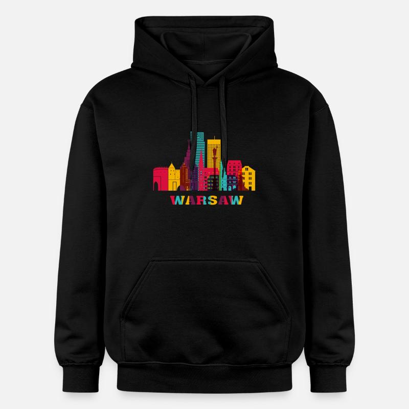 Varsovie Pologne Capitale Skyline Warszawa Polska - Sweat à capuche Softstyle® Gildan Unisexe - noir