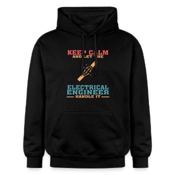 Lustiges Elektrotechnik-Zitat für Elektrotechnik - Gildan Unisex Softstyle® Midweight Hoodie - Schwarz - Vorne - Marisol (170cm) & Nik (191cm)