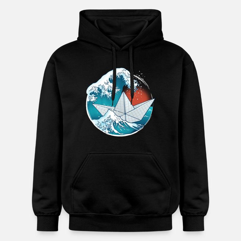 Bateau en papier origami - Sweat à capuche Softstyle® Gildan Unisexe - noir