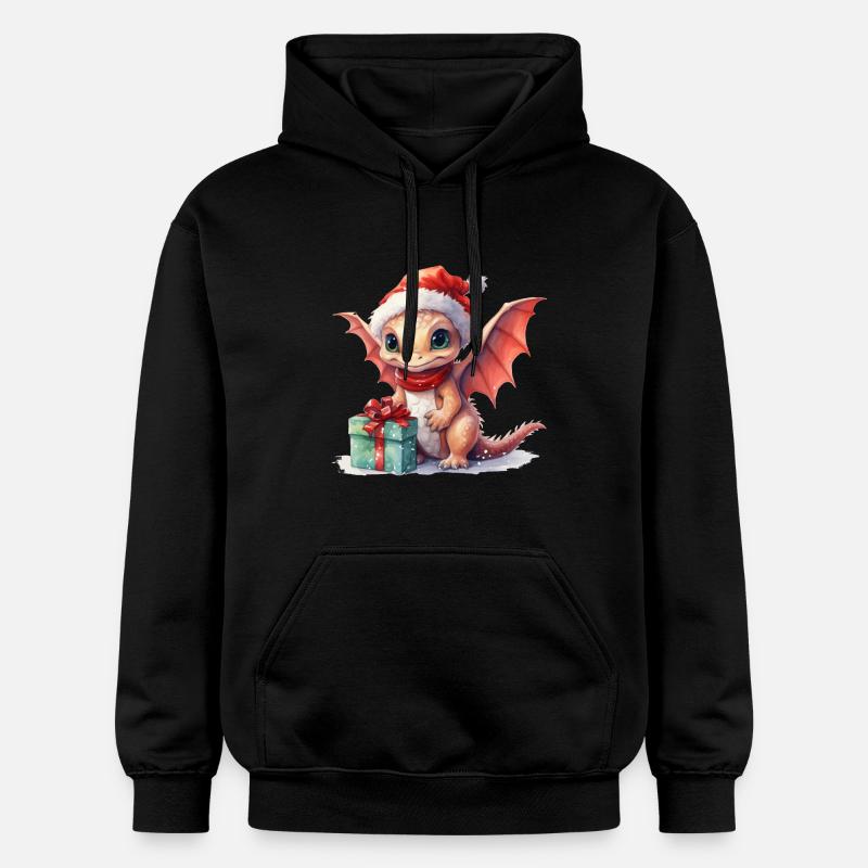 Dragon de Noël avec cadeau - Sweat à capuche Softstyle® Gildan Unisexe - noir