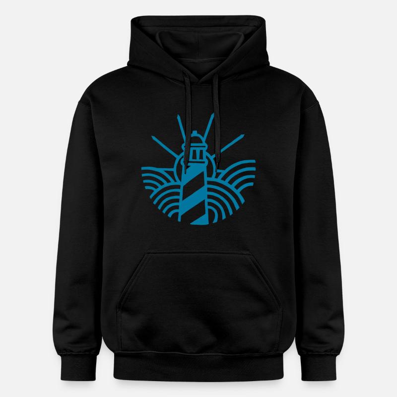 Le phare bleu et l'océan - Sweat à capuche Softstyle® Gildan Unisexe - noir