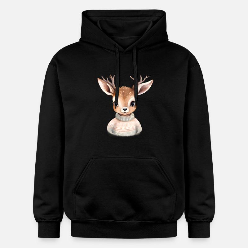Cerf câlin en pull d’hiver - Sweat à capuche Softstyle® Gildan Unisexe - noir