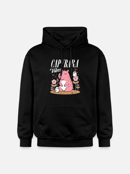 Ambiance détendue de Capybara - Sweat à capuche Softstyle® Gildan Unisexe - noir