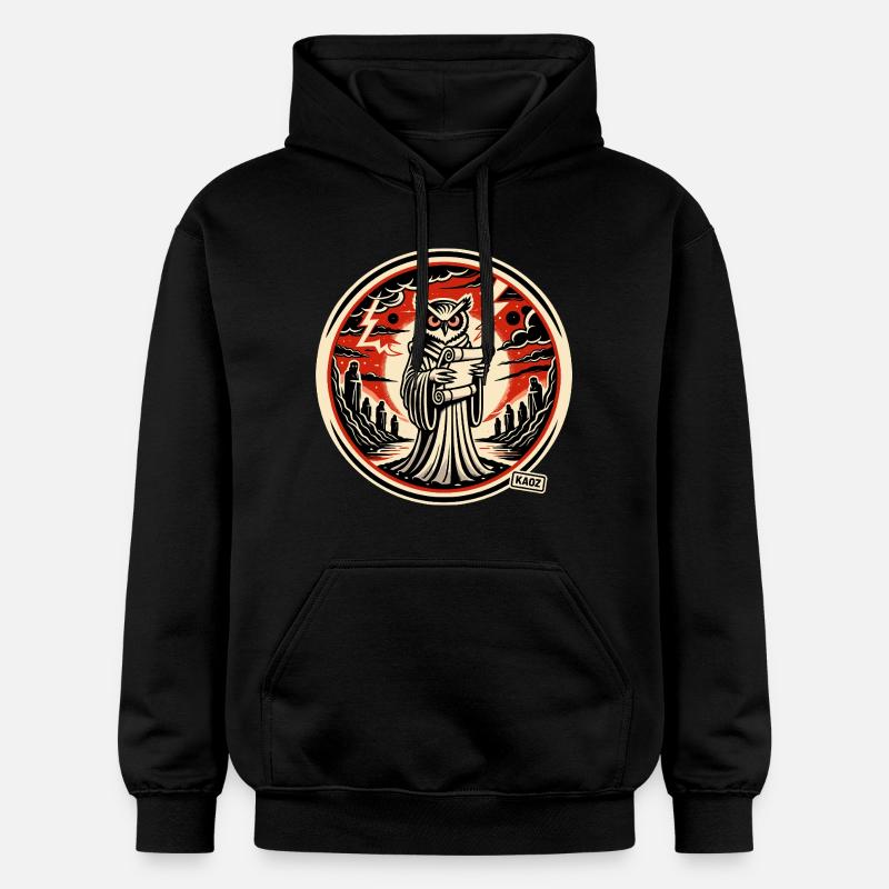 Schlaue Eule mit Brief  - Gildan Unisex Softstyle® Midweight Hoodie - Schwarz