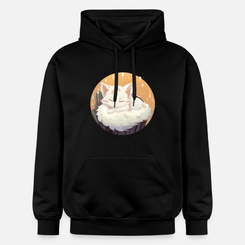 Chat endormi en cercle - Sweat à capuche Softstyle® Gildan Unisexe - noir