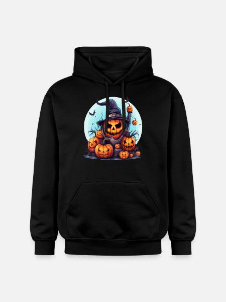 Uhyggelig Halloween græskar familie flagermus - Gildan Softstyle® Midweight unisex-hoodie - sort