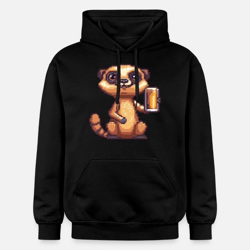 Erdmännchen Bier Pixel - Gildan Unisex Softstyle® Midweight Hoodie - Schwarz