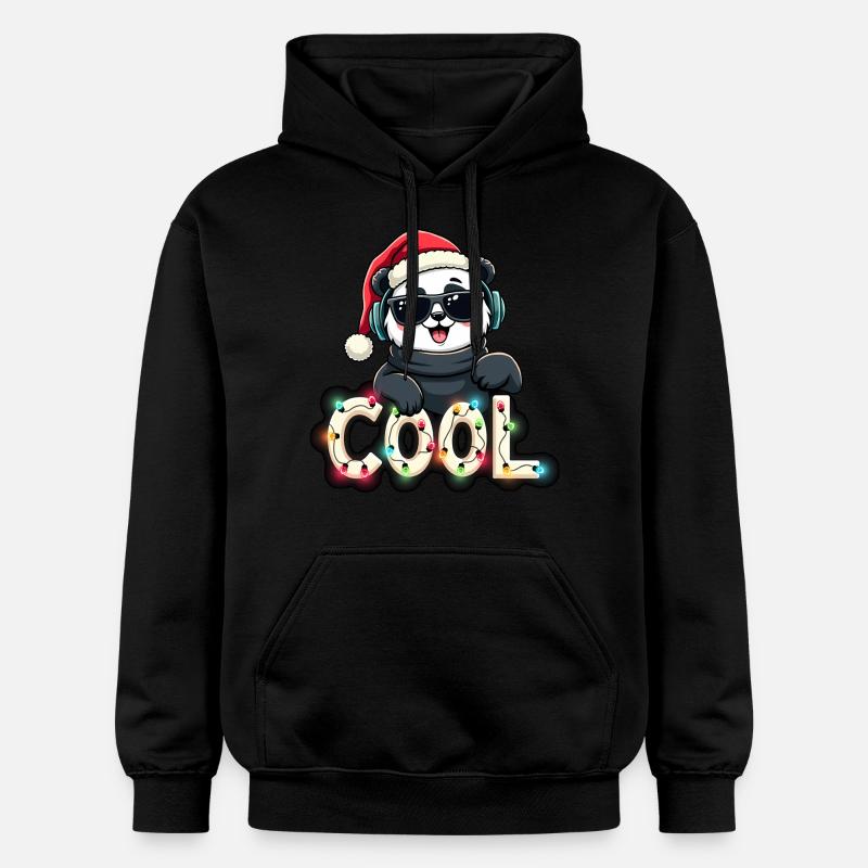 Noël panda cool - Sweat à capuche Softstyle® Gildan Unisexe - noir