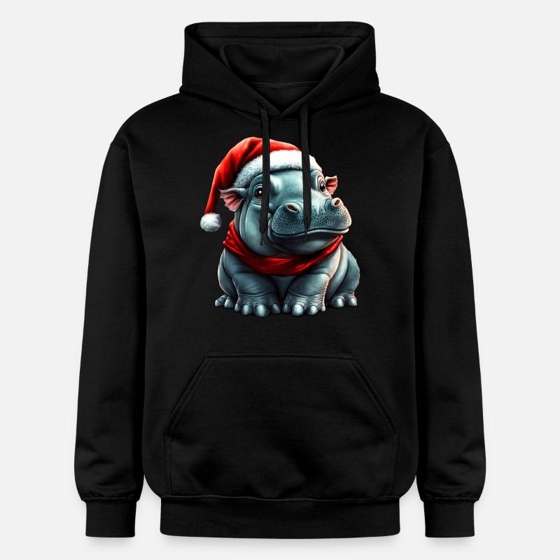 Père Noël Hippopotame - Sweat à capuche Softstyle® Gildan Unisexe - noir