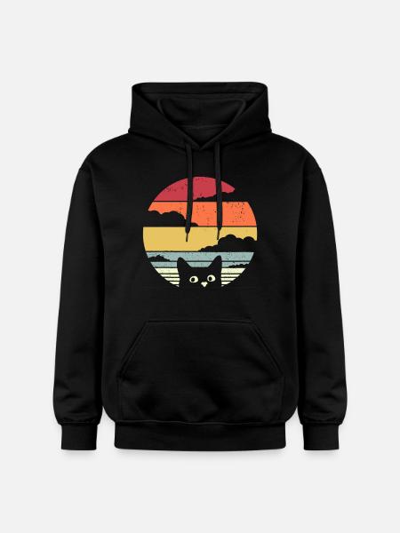 Graphique drôle de chat - Sweat à capuche Softstyle® Gildan Unisexe - noir