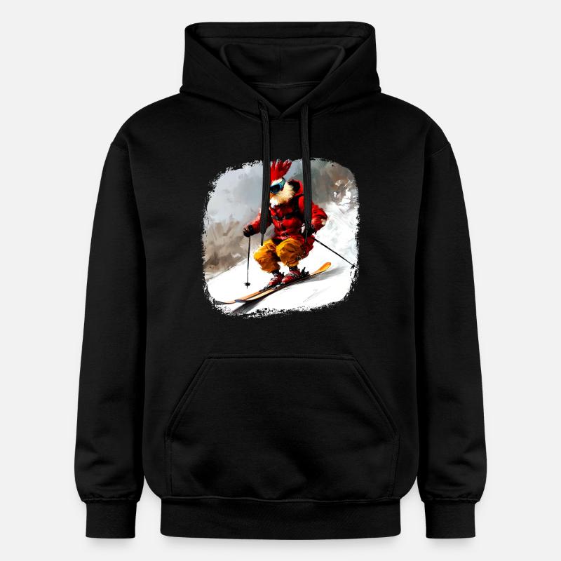 Poulets Ski / Poulet Skieur - Sweat à capuche Softstyle® Gildan Unisexe - noir