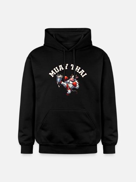 Muay Thai Cow - Gildan Unisex Softstyle® Midweight Hoodie - black