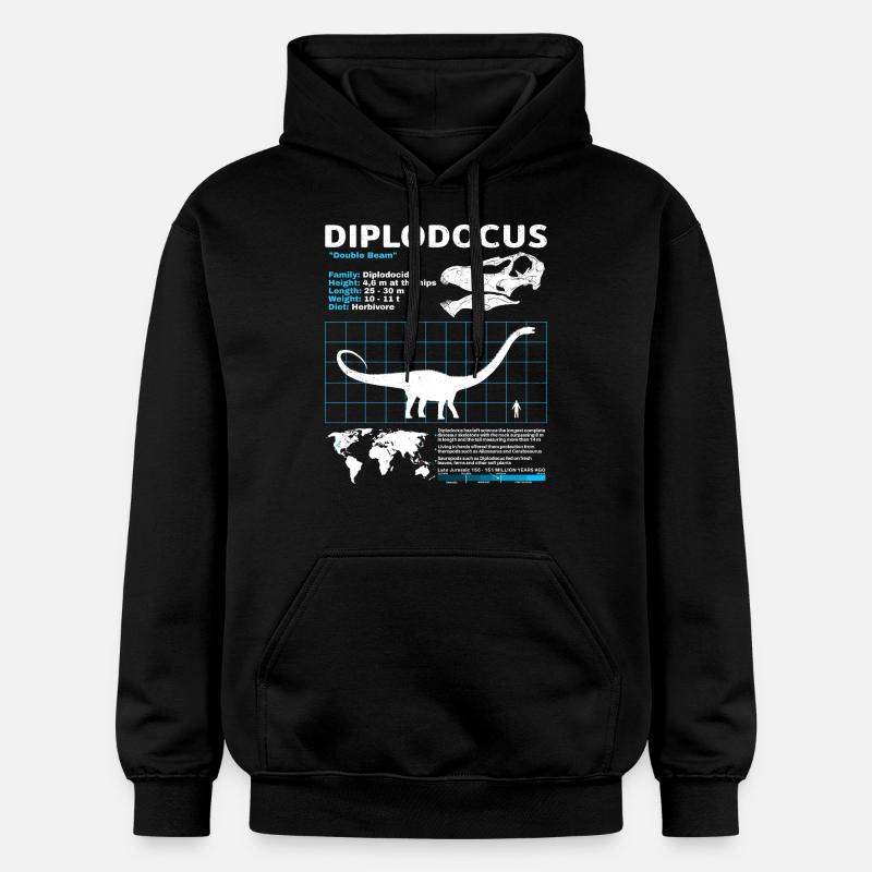 Diplodocus Data Sheet - Gildan Unisex Softstyle® Midweight Hoodie - black