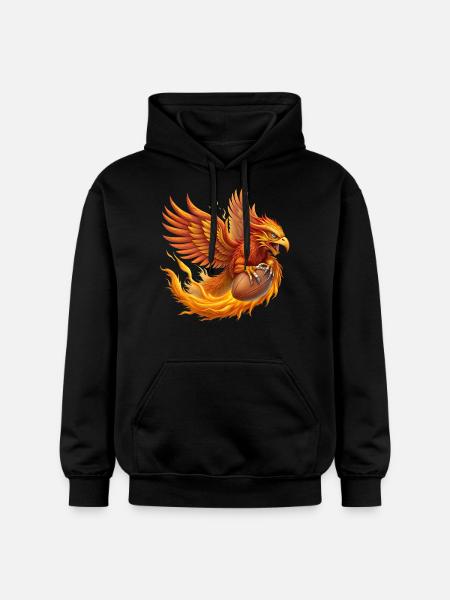 Fenice iper realistica che colpisce il pallone da calcio - Felpa con cappuccio unisex Softstyle® Gildan con grammatura media - nero