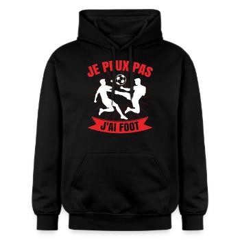 Cadeaux Football Je Peux Pas J'ai Foot Humour Foot - Sweat à capuche Softstyle® Gildan Unisexe - noir - Devant - Marisol (170cm) & Nik (191cm)
