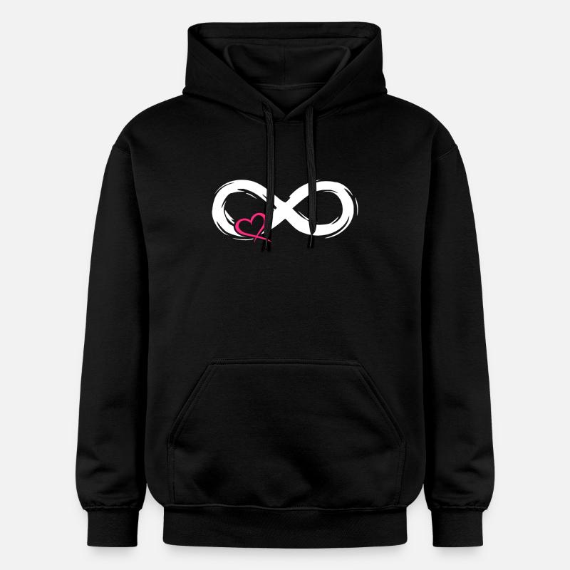 Symbole d'amour infini avec coeur - Sweat à capuche Softstyle® Gildan Unisexe - noir